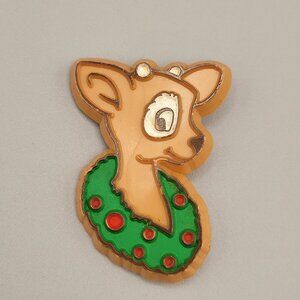 Hallmark Rudolph Reindeer Head Christmas Lapel Pin Pinback Brooch Plastic